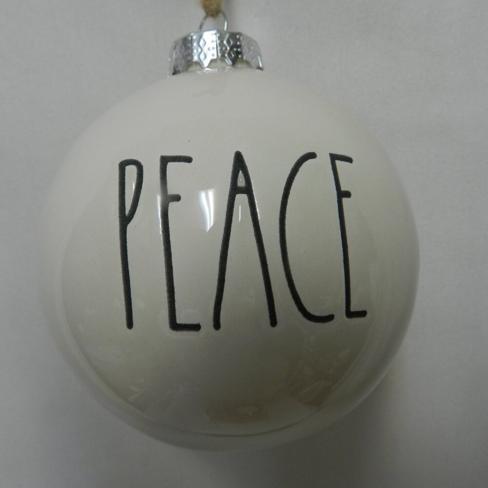 Rae Dunn Christmas Holiday PEACE ceramic large round Ornament 3.5"